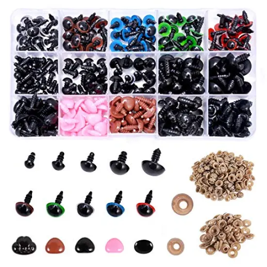 570 Pcs Plastic Safety Eyes and Noses with Washers , Craft Doll Eyes and Teddy Bear Nose for Amigurumi, Crafts, Crochet Toy and Stuffed Animals (Assorted Sizes) {1}