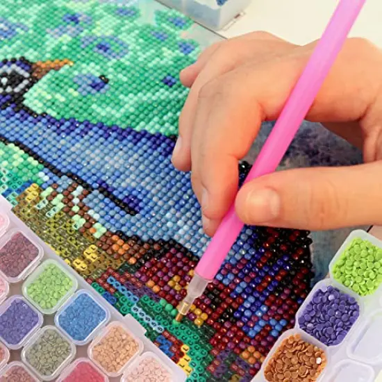 28 Grids, 2 Pack, Bead Storage Containers with 160pcs Label Stickers, Diamond Art, Bead Box, Diamond Painting Organizer {4}