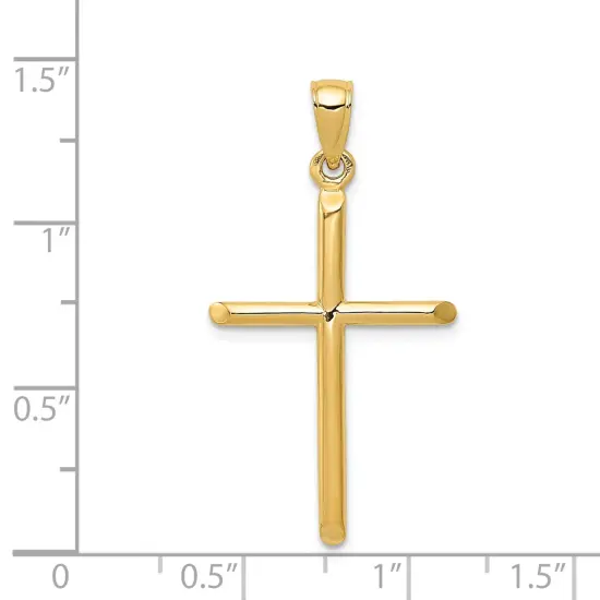 14K Yellow Gold Cross Pendant Charm Religious {2}