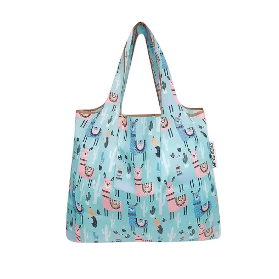 Wrapables Foldable Tote Nylon Reusable Grocery Bag (Set of 2) Llamas {2}