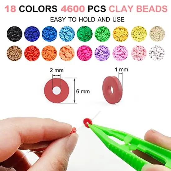 Redtwo 5100 Clay Beads Bracelet Making Kit, Flat Preppy Beads for Friendship Jewelry Making,Polymer Heishi Beads with Charms Gifts for Teen Girls Crafts for Girls Ages 8-12 {5}