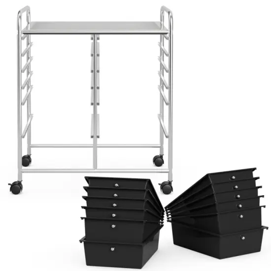 Mobile 12-Drawer Storage Organizer Cart with Ventilated Top Locking Wheels and Sturdy Frame Black {4}