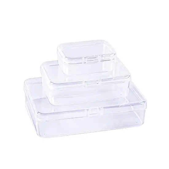 28 Pieces Mixed Sizes Rectangular Empty Mini Plastic Storage Containers with Lids for Small Items and Other Craft Projects (Clear) {6}