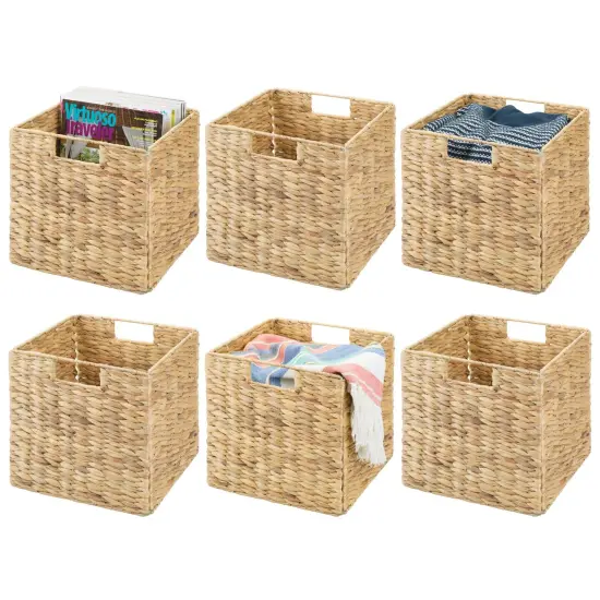mDesign Woven Hyacinth Home Storage Basket Cube Furniture, 6 Pack {1}