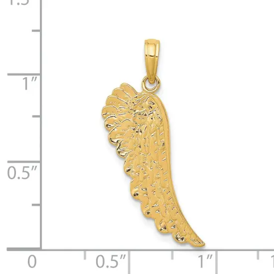 14K Gold Angel Wing Pendant Charm Jewelry 28 x 10 mm {2}