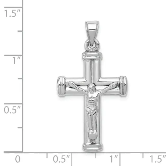 14K White Gold Crucifix Pendant Charm Religious Jewelry 35 X 18mm {2}