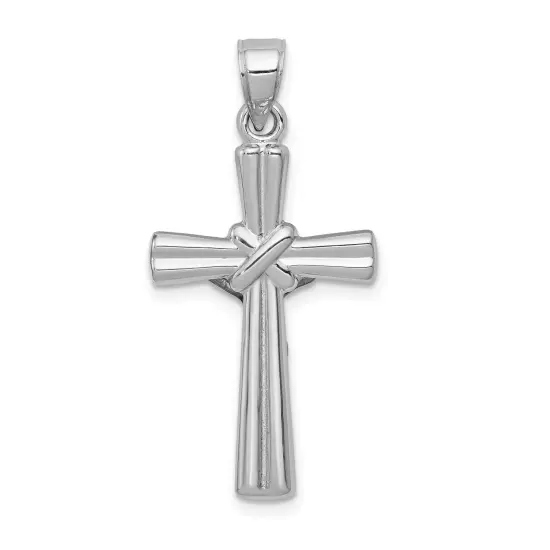 14K White Gold Crucifix Pendant Charm Religious Jewelry 34 X 16mm  {3}