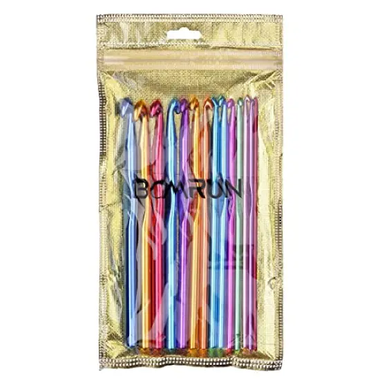 14 pcs Multicolor Aluminum Crochet Hooks Knitting Needles Craft Yarn 2-10mm &hellip; {2}