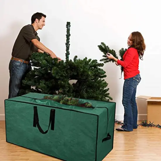 Christmas Tree Storage Bag | Fits Up to 9 Ft. Tall Disassembled Tree I 65"x15"x30" Holiday Tree Storage Case | Protective Zippered Artificial Xmas Tree Bag (9ft, Green) {6}