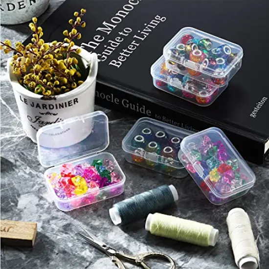 24 Packs Small Clear Plastic Beads Storage Containers Box with Hinged Lid for Storage of Small Items, Crafts, Jewelry, Hardware (2.5 x 1.7 x 0.8 Inches) {3}