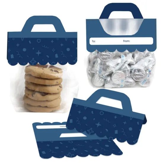 Big Dot of Happiness Navy Confetti Stars - DIY Simple Party Clear Goodie Favor Bag Labels - Candy Bags with Toppers - Set of 24 {1}