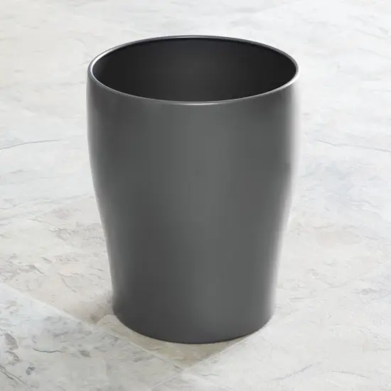mDesign Steel 1.67 Gallon Metal Trash Can Small Round Wastebasket Bin {2}