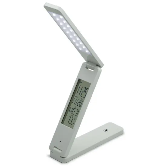 SUNLITE LED Foldable Table Lamp with Calendar Rechargeable Touch Dimmer White {1}