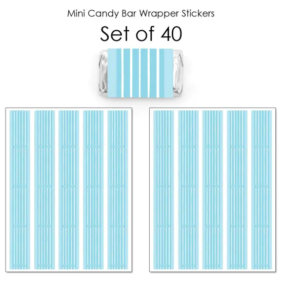 Big Dot of Happiness Blue Stripes - Mini Candy Bar Wrapper Stickers - Simple Party Small Favors - 40 Count {4}