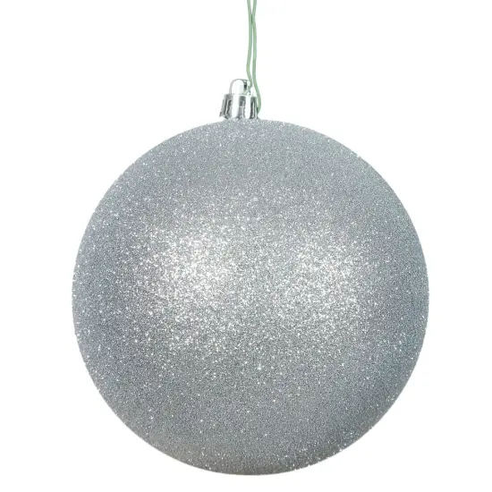 Vickerman 6 in. Silver Glitter Ball Christmas Ornament {1}