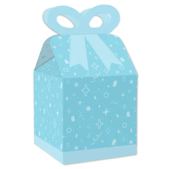 Big Dot of Happiness Blue Confetti Stars - Square Favor Gift Boxes - Simple Party Bow Boxes - Set of 12 {1}