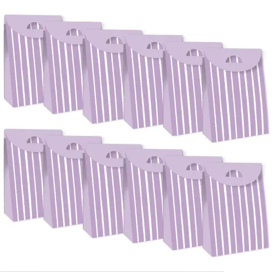 Big Dot of Happiness Purple Stripes - Simple Gift Favor Bags - Party Goodie Boxes - Set of 12 {6}
