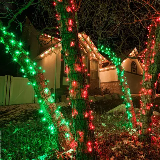 70 Red 5mm LED Christmas Lights, Green Wire, 4" Spacing {3}