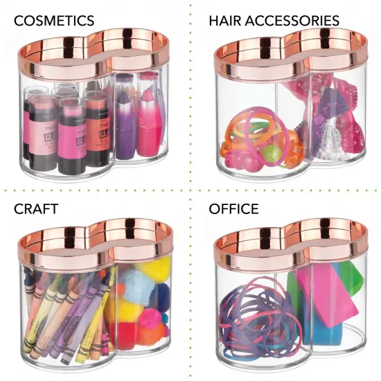 mDesign Plastic Dual Canister Jar Organizer Set with Storage Lid {3}