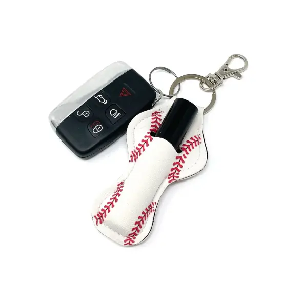 Wrapables 10 Pack Chapstick Holder Keychain with 10 Pieces Metal Clasps Baseball/Softball {3}