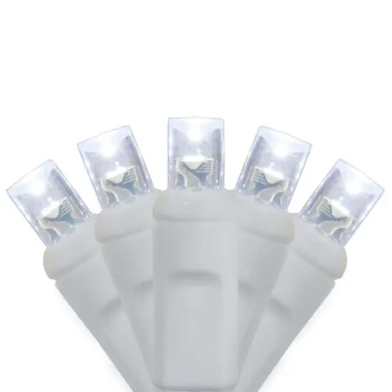 35 Cool White 5mm LED Christmas Lights, White Wire, 4" Spacing {1}