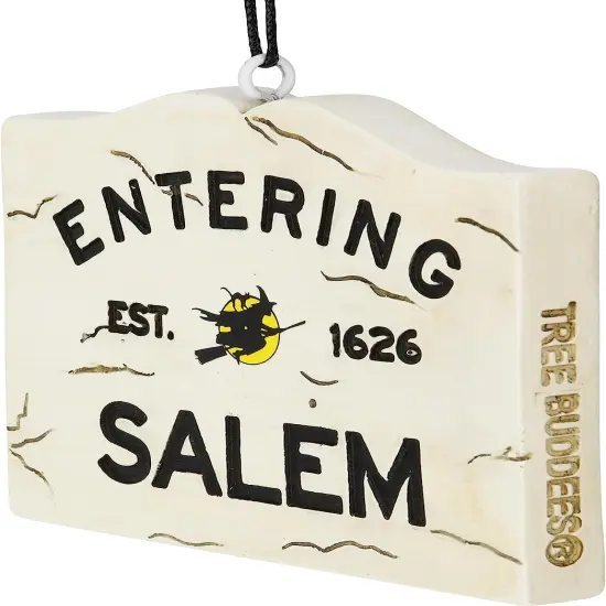 Tree Buddees Entering Salem Sign with Witch Halloween Ornament {2}