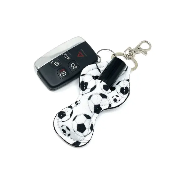 Wrapables 10 Pack Chapstick Holder Keychain with 10 Pieces Metal Clasps Soccer {3}