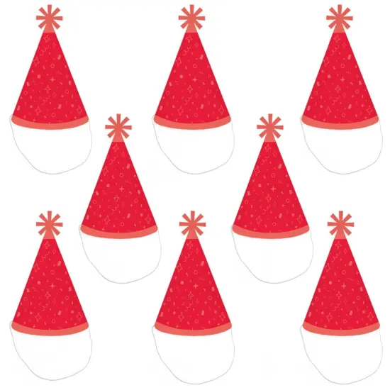 Big Dot of Happiness Red Confetti Stars - Cone Happy Birthday Party Hats for Kids and Adults - Set of 8 (Standard Size) {7}