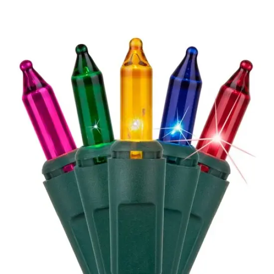 140 Multi Color Chasing Lights, Green Wire, 4" Spacing Multicolor {1}