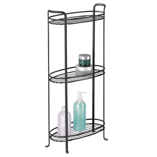 mDesign Vertical Standing Bathroom Shelving Unit Tower with 3 Baskets {1}