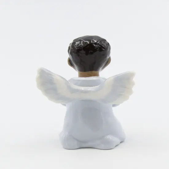 Ceramic African American Praying Angel Boy Figurine, Home D&eacute;cor, Religious D&eacute;cor, Religious Gift, Church D&eacute;cor, Baptism Gift {4}