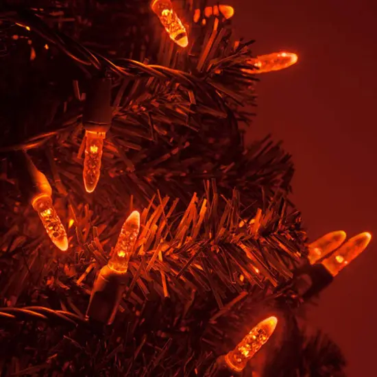 70 Amber/Orange M5 LED Lights, Green Wire, 4" Spacing {6}