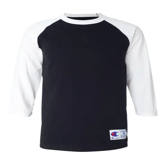 Champion&reg; Three-Quarter Raglan Sleeve Baseball T-Shirt Oxford grey/ navy {3}