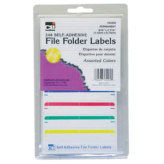 File Folder Labels, Assorted, 248 Per Pack, 12 Packs {2}
