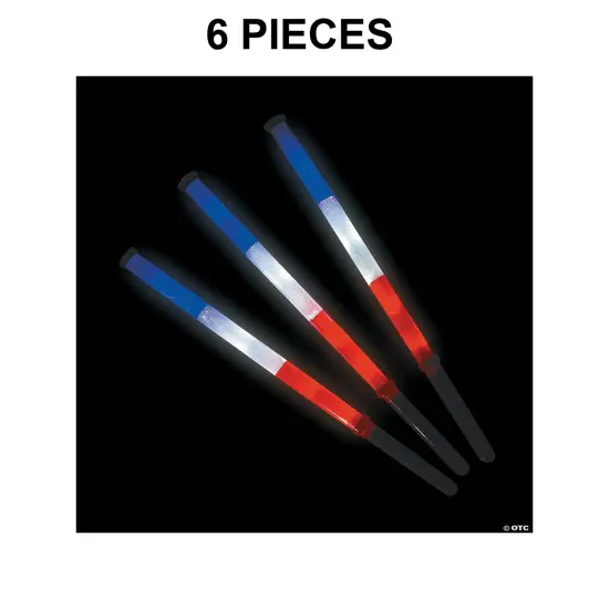 18 1/4" Patriotic Light-Up Flashing Red, White & Blue Plastic Batons - 6 Pc. {1}