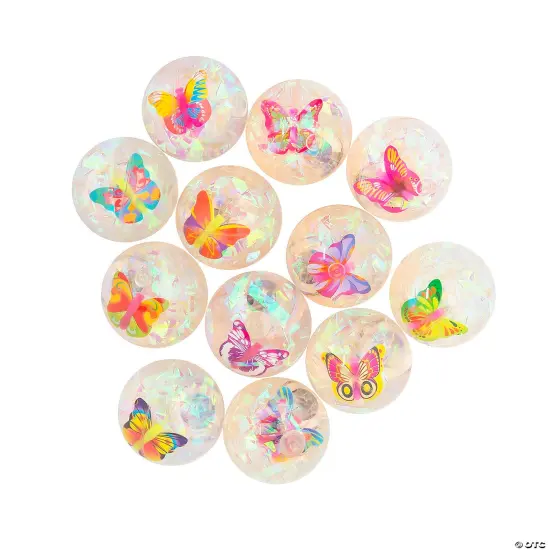 Mini Light-Up Glitter Butterfly Bouncy Balls - 12 Pc. {2}