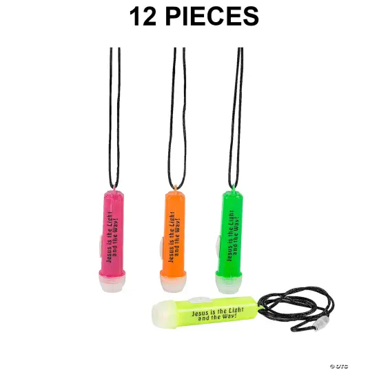 Jesus Is the Light Mini Flashlights on a Rope - 12 Pc. {1}