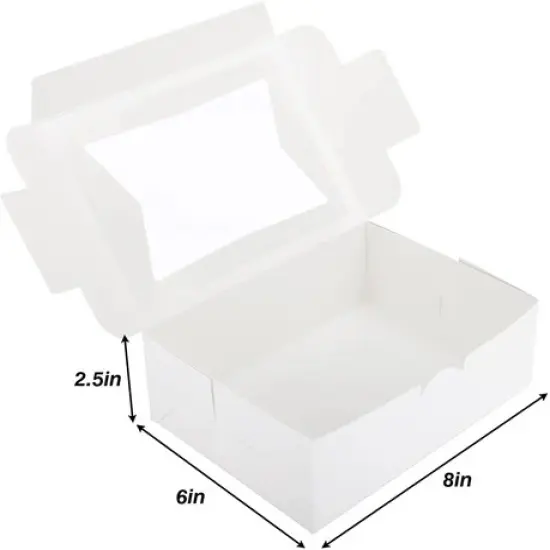 8 X 6 X 2.5" White Bakery Boxes with Window Pastry Boxes for Cakes, Cookies and Desserts {1}