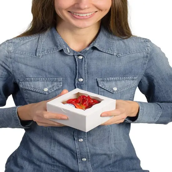 4 x 4 x 2.5" White Bakery Boxes with Window Pastry Boxes for Cakes, Cookies and Desserts {3}