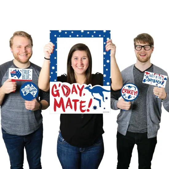 Big Dot of Happiness Australia Day - G'Day Mate Aussie Party Selfie Photo Booth Picture Frame and Props - Printed on Sturdy Material {1}