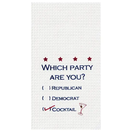 Which Party are You? 4th of July Waffle Weave Cotton Kitchen Towel Patriotic Dishtowel Decoration {1}