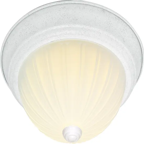 Nuvo 3-Light 15" Flush Mount w/ Frosted Melon Glass in Textured White Finish {1}