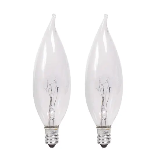 2Pk - Philips 7w 120v C7 CA5 Clear E12 Candelabra Mini Bent Tip Candle Light Bulb {1}