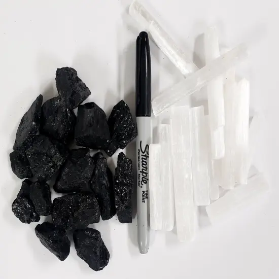 Selenite & Black Tourmaline - 1 LB to 2 LBS combo {4}