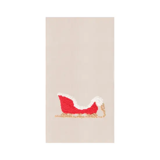 Sleigh French Knot Flour Sack Kitchen Towel {1}
