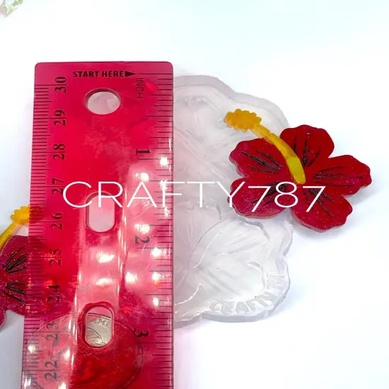 Hibiscus 1.4in Flor de Maga Dangle Earring Silicone Mold(C5) {2}