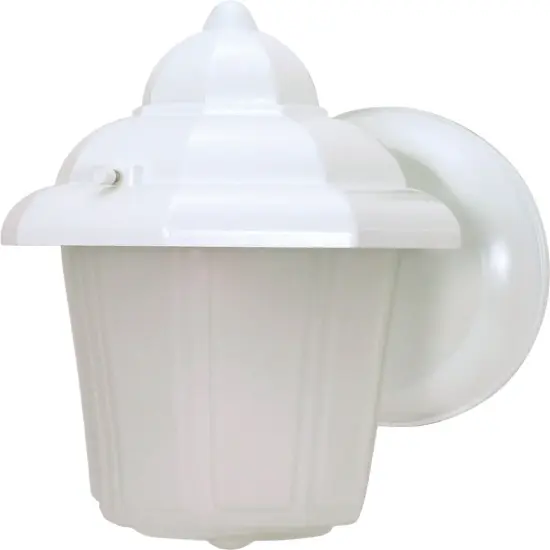 Nuvo 1-Light 8.8" Wall Hood Lantern w/ Satin Frosted Glass in White Finish {1}