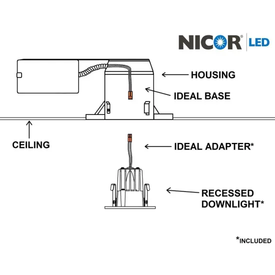 NICOR 2 in. Square LED Downlight with Baffle Trim in Black, 3000K Soft White {6}