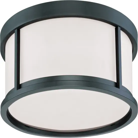 Nuvo Odeon 3-Light 17" Flush Dome w/ Satin White Glass in Aged Bronze Finish {1}