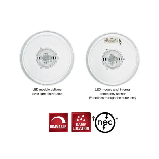 Nuvo 32.5w LED 19 inch Rounded LED Flush Mount with Occupancy Sensor - 3000K {2}